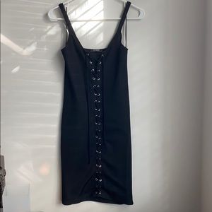 Lace up black dress